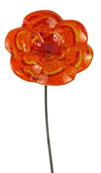 Zauberhafter Gartenstecker Glasblume orange ca. 100 cm - Gartendekoration